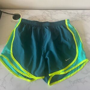 Nike Dri-Fit Green Teal Yellow Running Shorts - Small